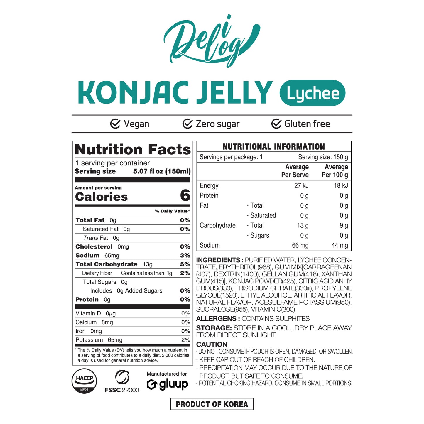 Delilog Konjac Jelly (Lychee) 150ml