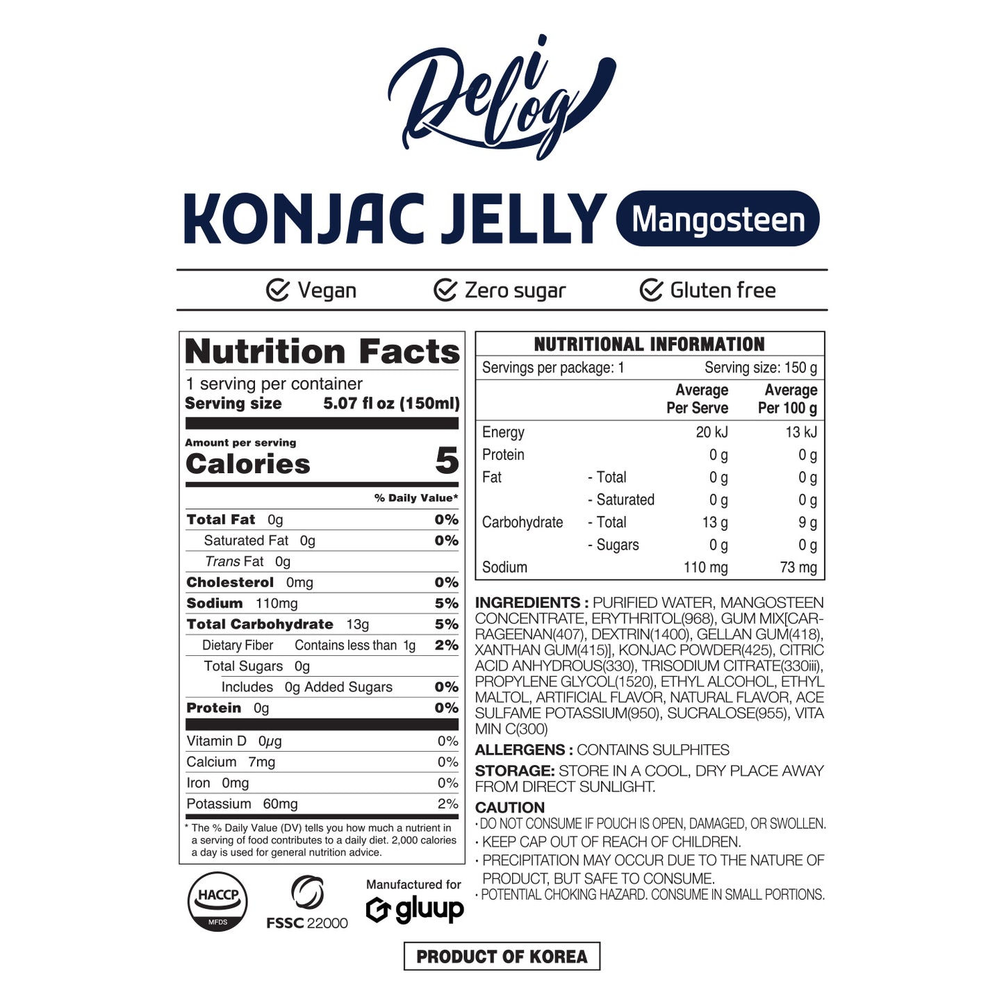 Delilog Konjac Jelly (Mangosteen) 150ml