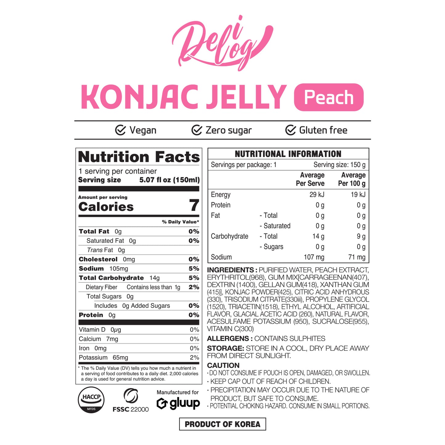 Delilog Konjac Jelly (Peach) 150ml
