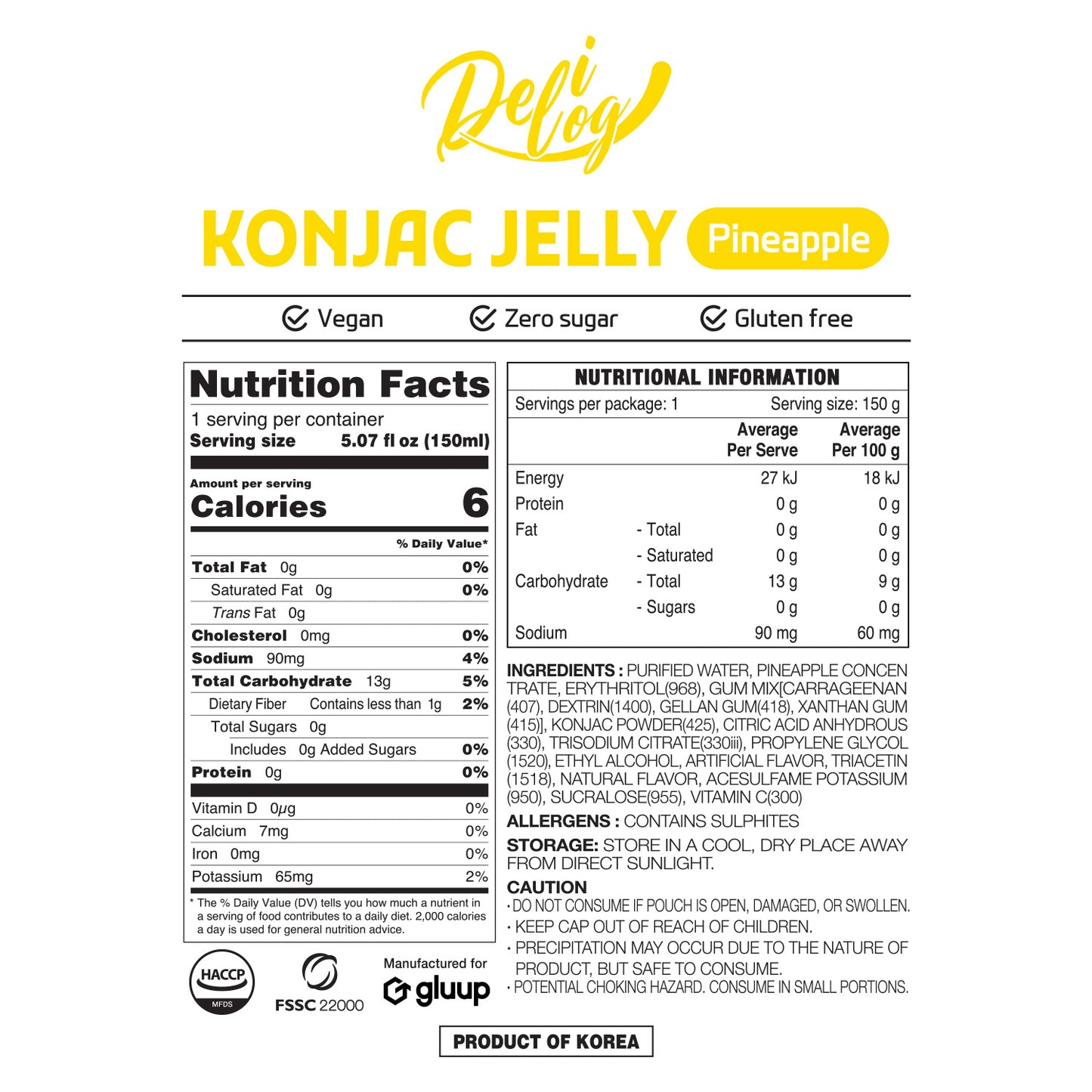 Delilog Konjac Jelly (Pineapple) 150ml