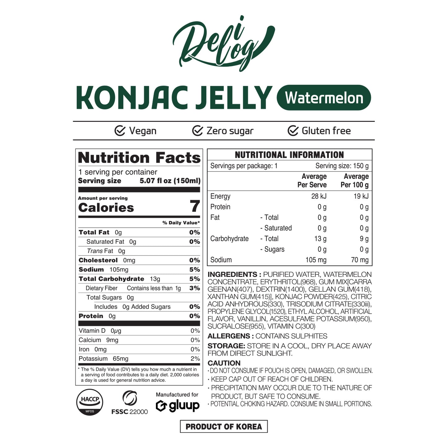 Delilog Konjac Jelly (Watermelon) 150ml