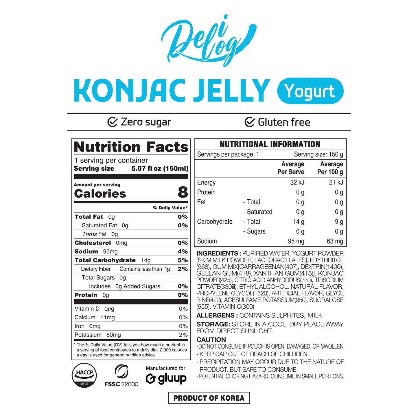 Delilog Konjac Jelly (Yogurt) 150ml
